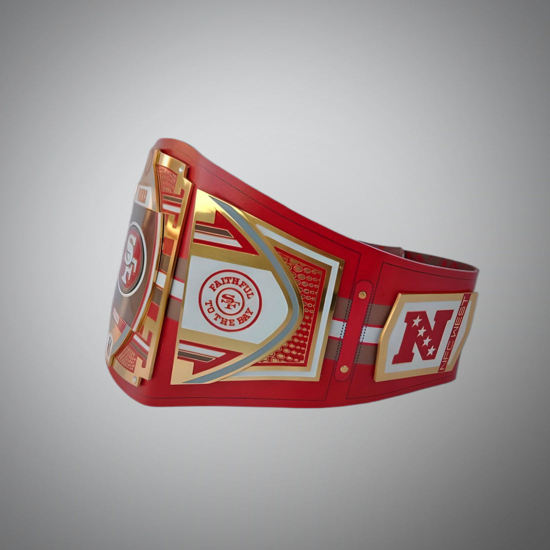 San Francisco 49ers Championship Belt, a WWE and NFL legacy title with 49ers logo, combining wrestling and football fan appeal.