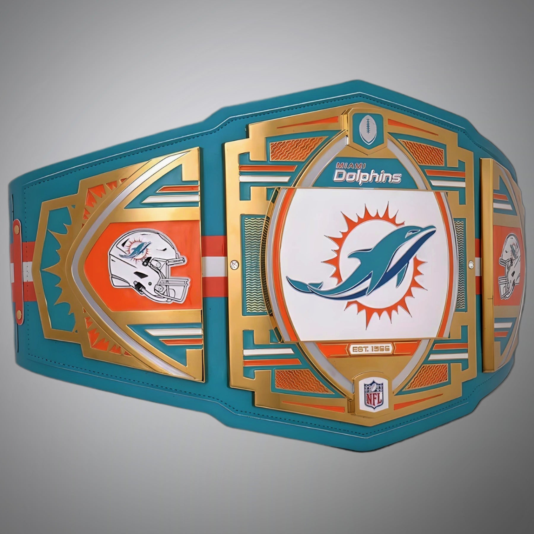 Miami Dolphins WWE Legacy Title Belt featuring NFL Limited Edition design.