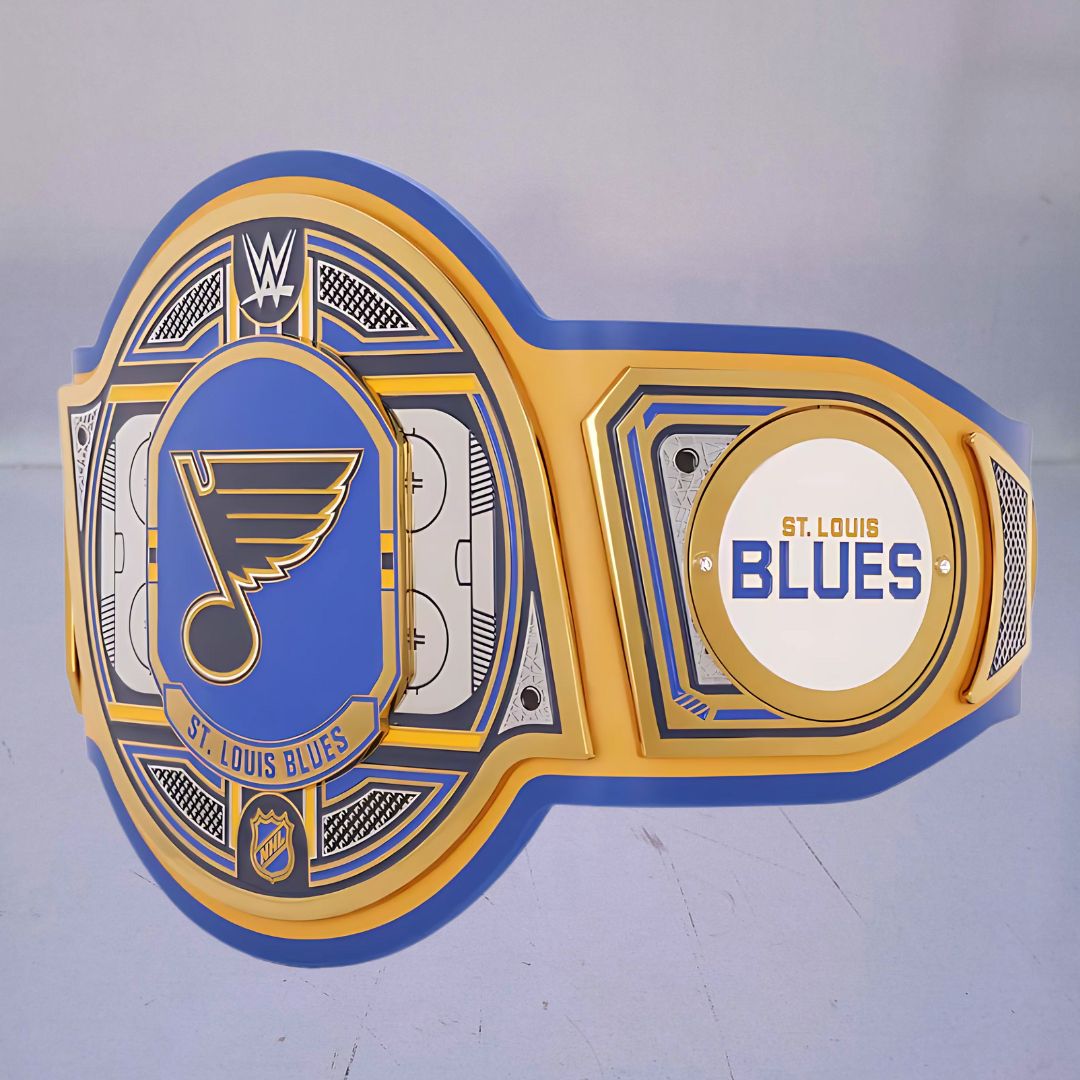 St. Louis Blues WWE NHL Championship Belt featuring the team's logo and colors.