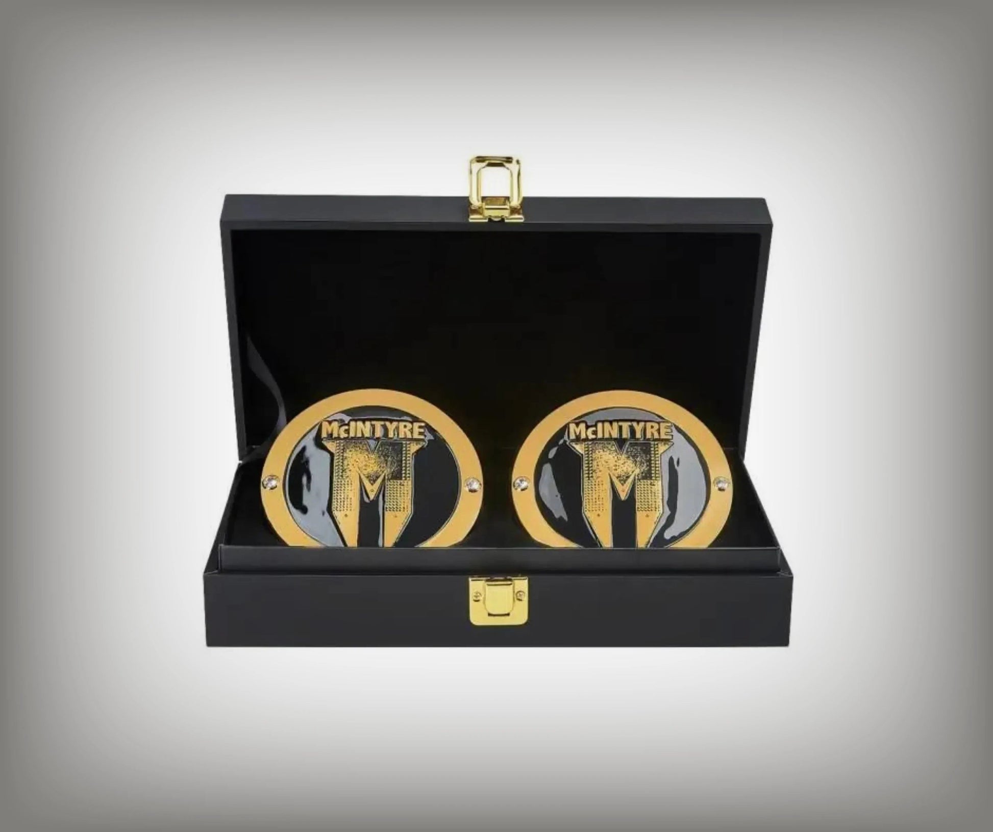 WWE championship title box set featuring Drew McIntyre side plates.