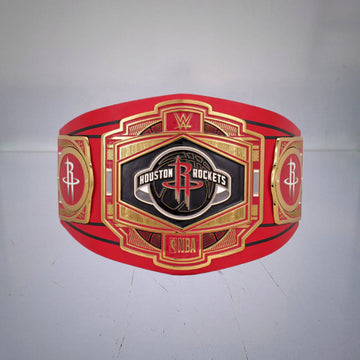 Houston Rockets WWE NBA Legacy Belt featuring team colors and WWE championship design.