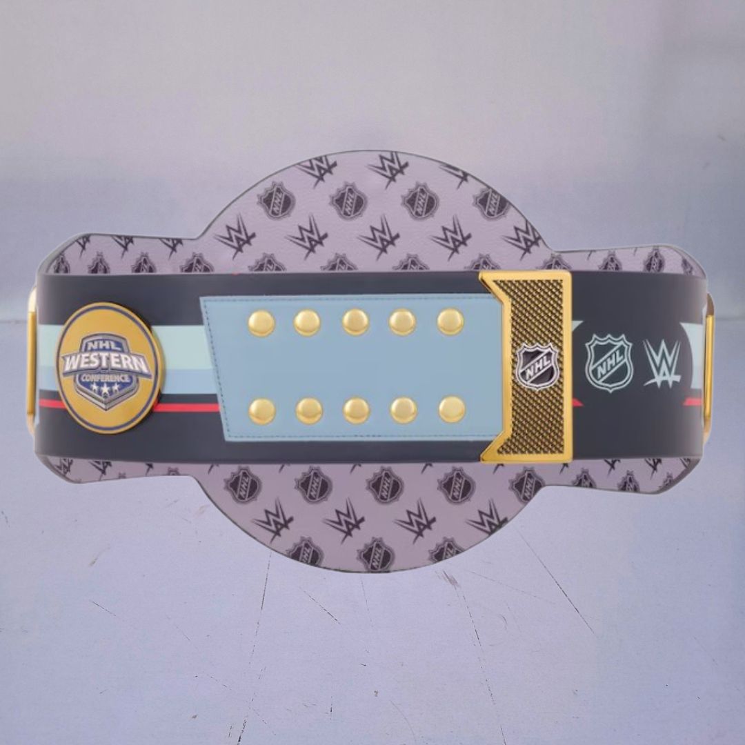WWE-style championship belt customized for Seattle Kraken fans, blending hockey and wrestling traditions.