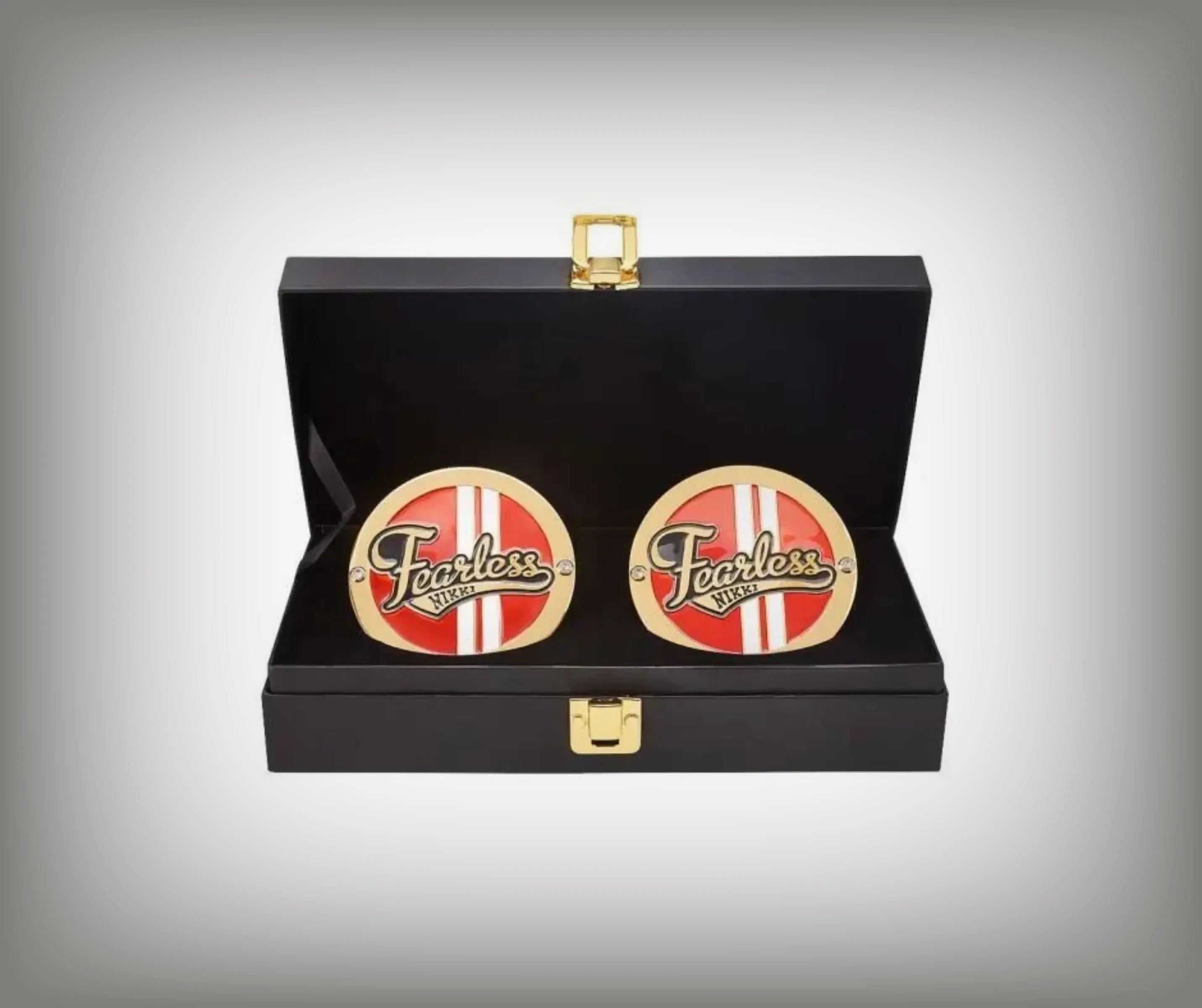 WWE championship title box set featuring Nikki Bella side plates.