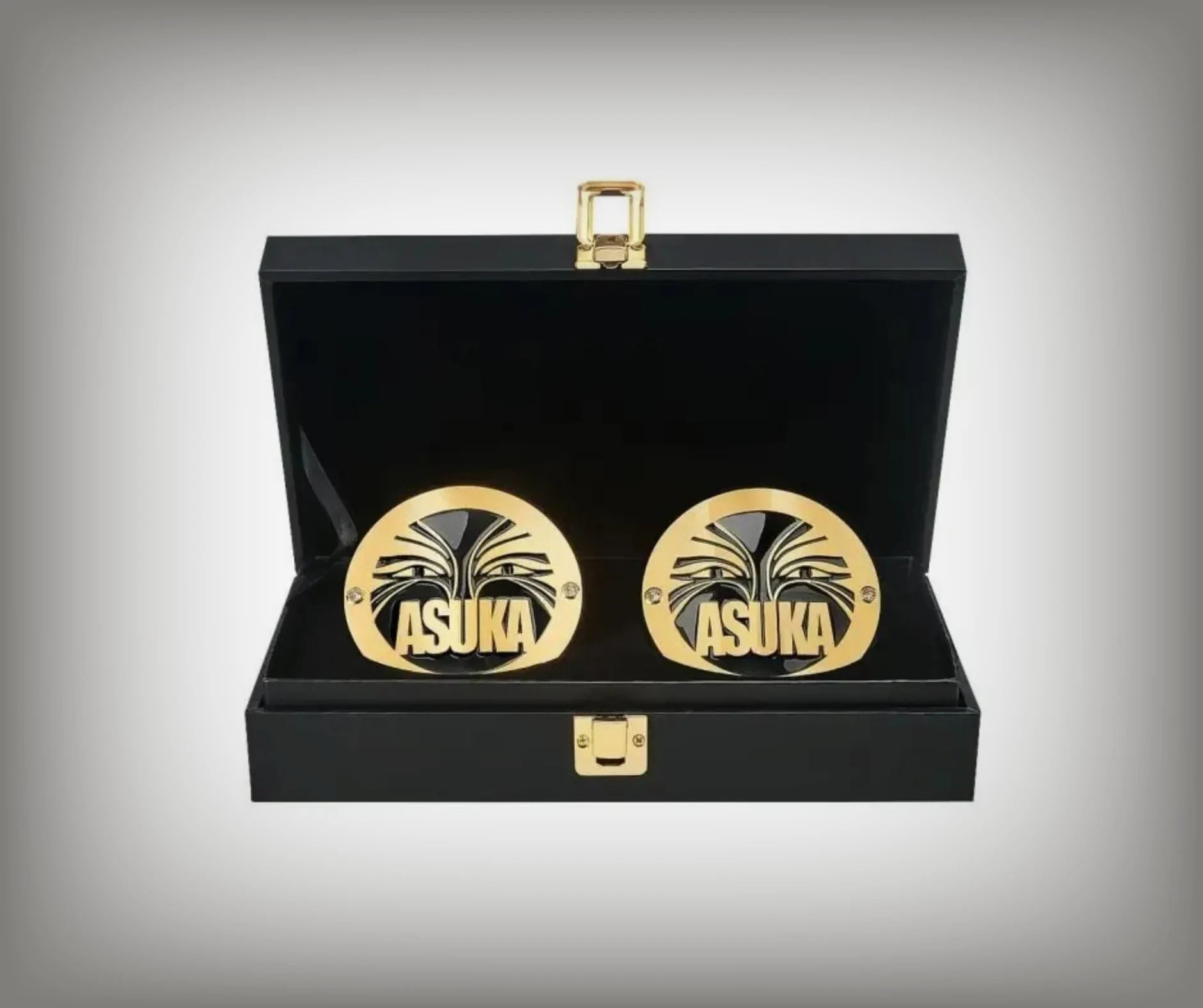 WWE Asuka Side Plates Championship Title Box Set in Brass Metal