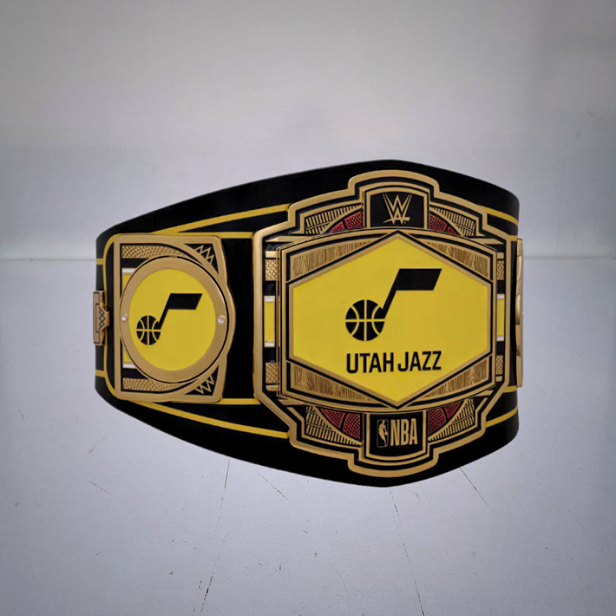 Utah Jazz WWE NBA Belt with intricate championship design.
