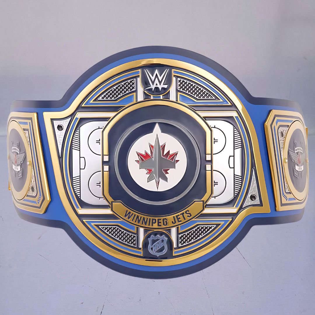 Winnipeg Jets WWE NHL Belt featuring the team's logo and colors.