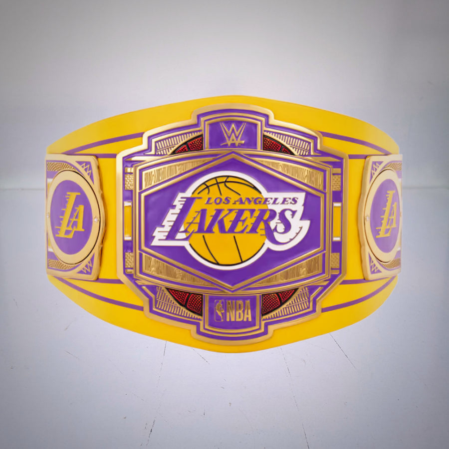 WWE Los Angeles Lakers NBA Legacy Championship Belt showcasing basketball and wrestling pride.
