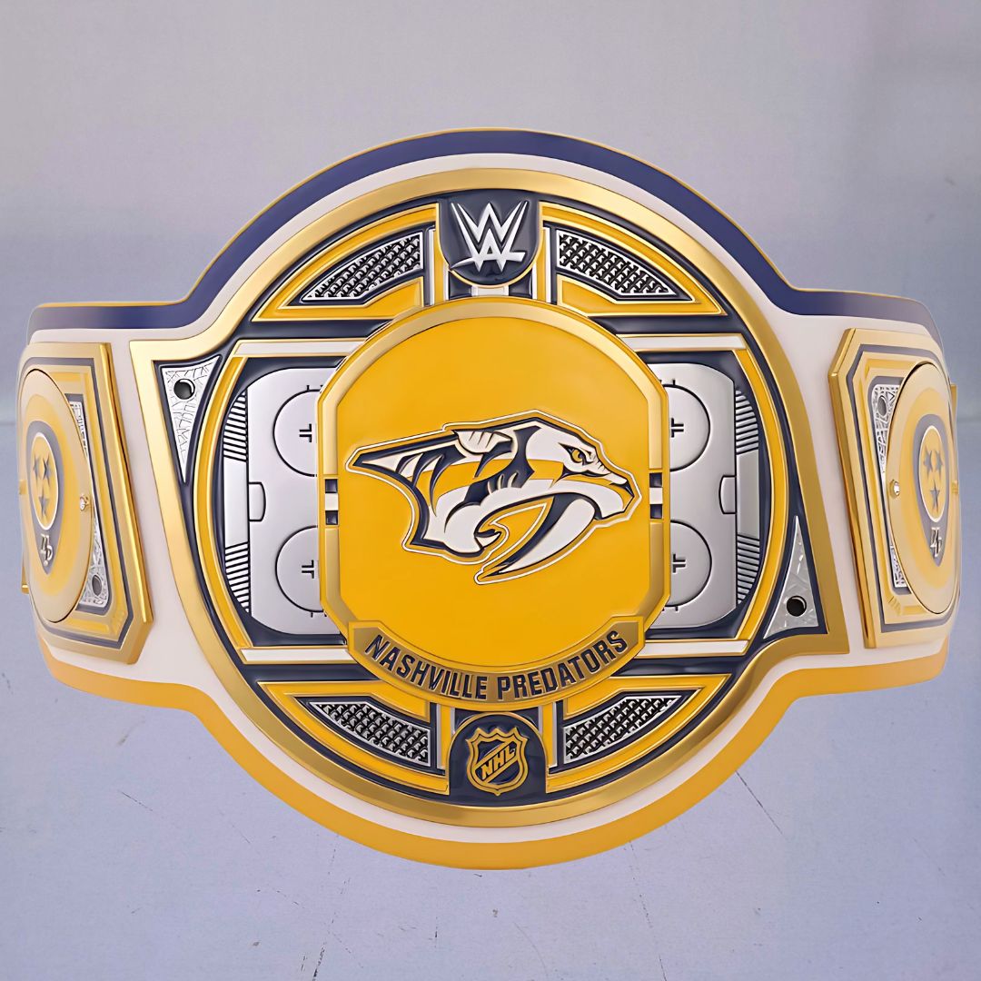 WWE Nashville Predators NHL Belt featuring the team's logo and colors.